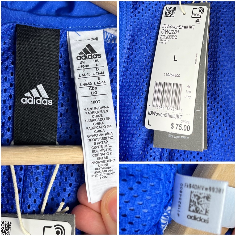 ADIDAS Woven Shell Jacket Windbreaker Size Large Blue - Picture 8 of 8